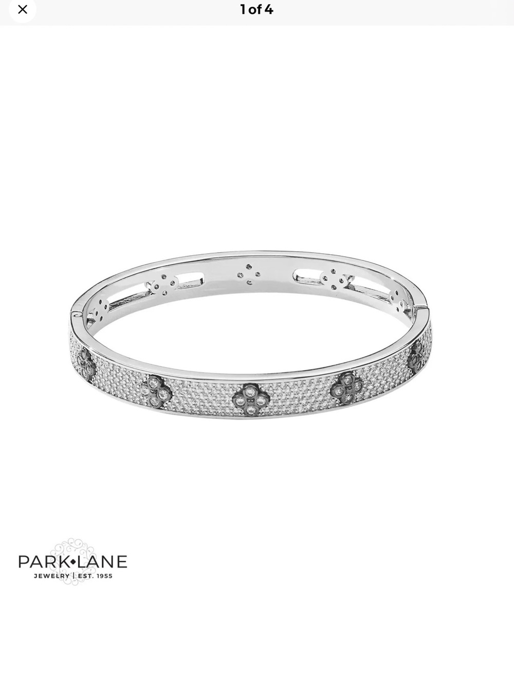 Park Lane Silver Floral Pavé Hinged Bangle royal